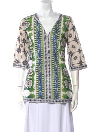 Le Sirenuse Positano Printed V-Neck Tunic