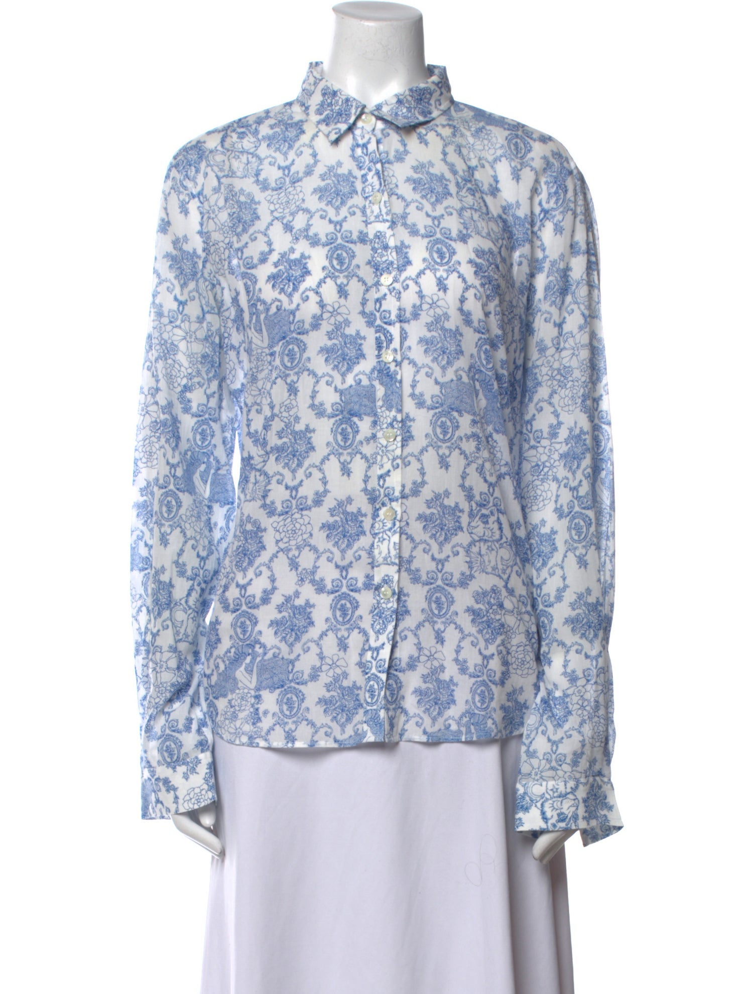 Le Sirenuse Positano Printed Long Sleeve Button-Up Top