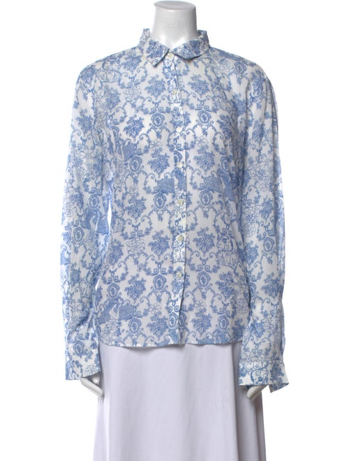 Le Sirenuse Positano Printed Long Sleeve Button-Up Top