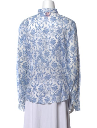 Le Sirenuse Positano Printed Long Sleeve Button-Up Top
