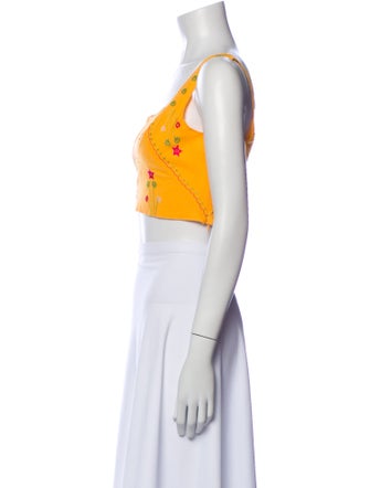 Le Sirenuse Positano Printed Square Neckline Crop Top