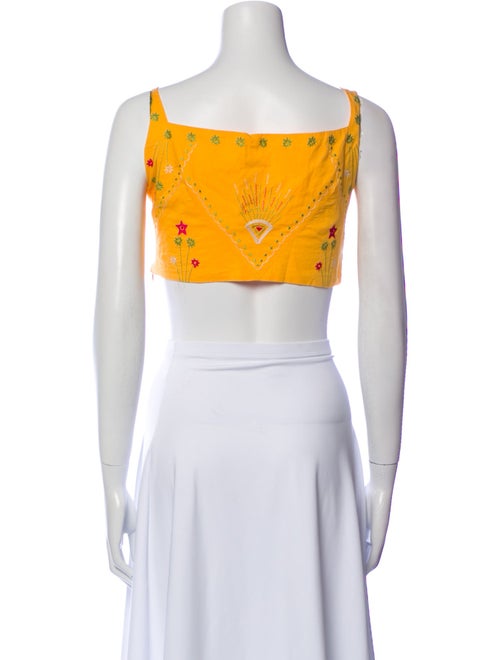 Le Sirenuse Positano Printed Square Neckline Crop Top