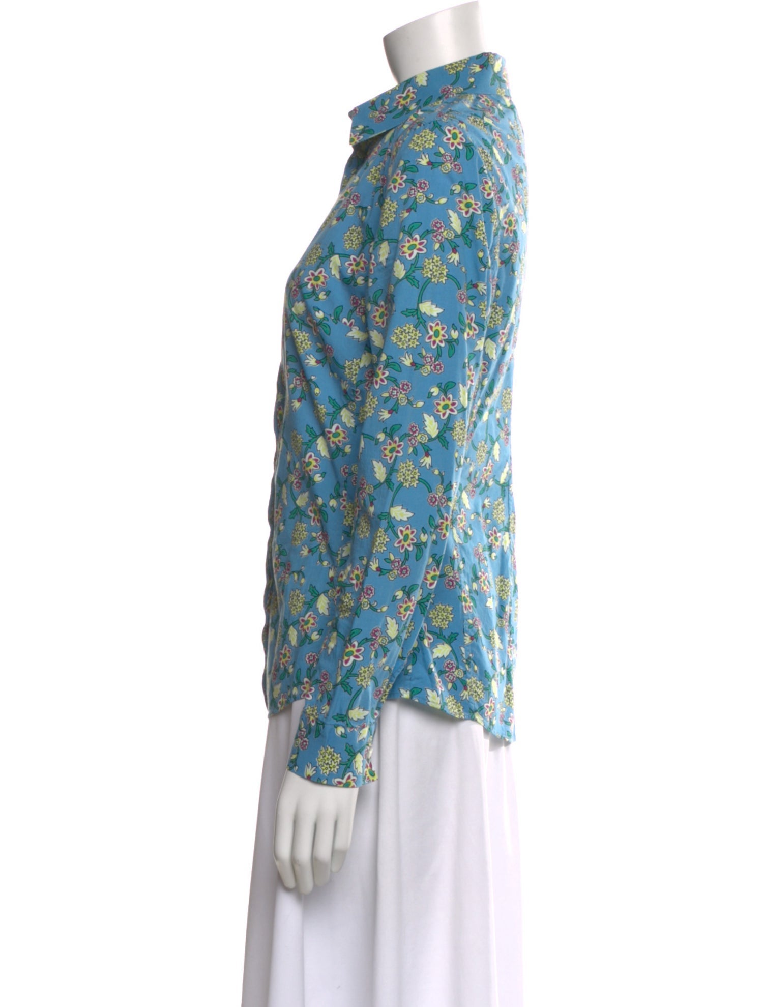 Le Sirenuse Positano Floral Print Long Sleeve Button-Up Top