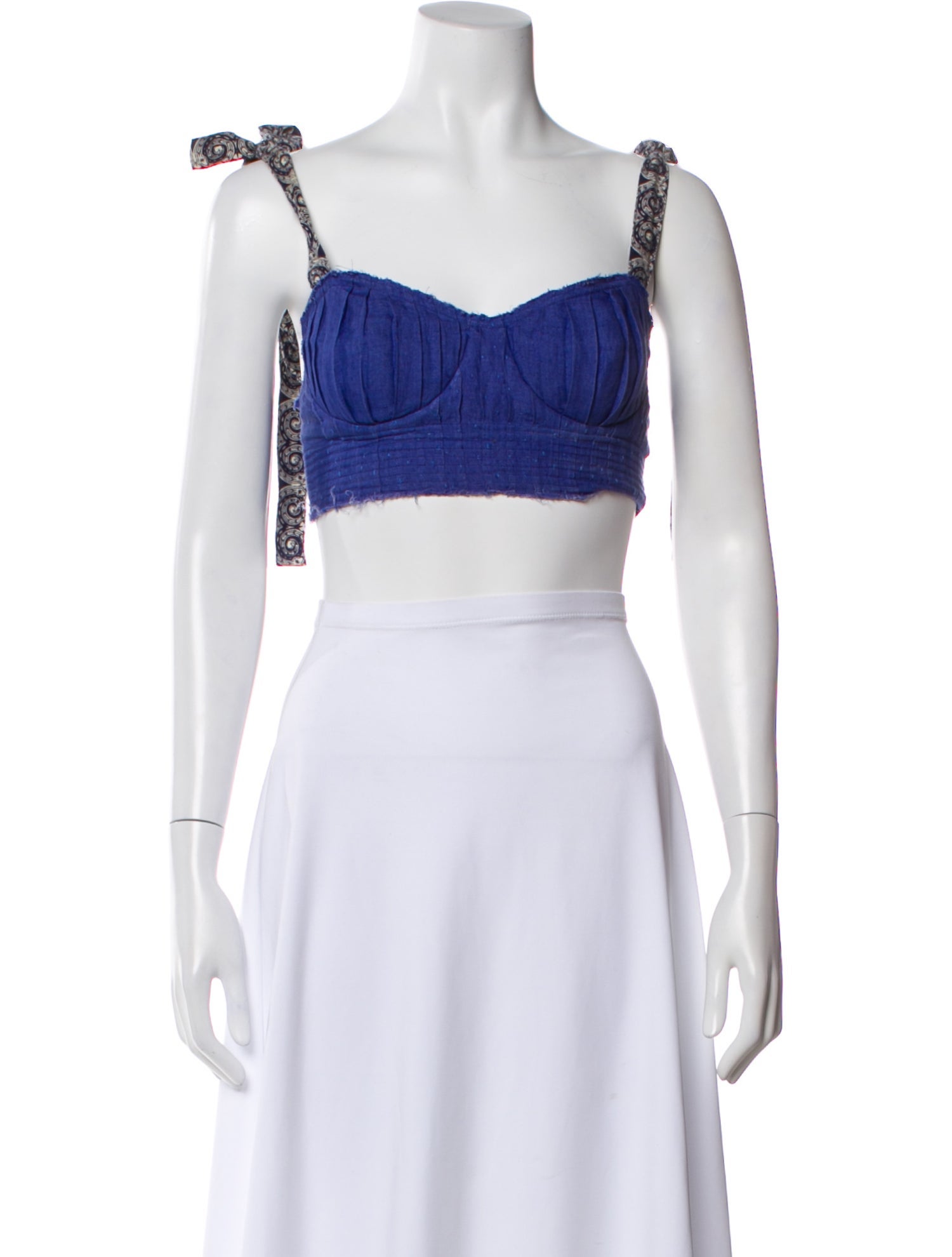Le Sirenuse Positano Linen Square Neckline Crop Top