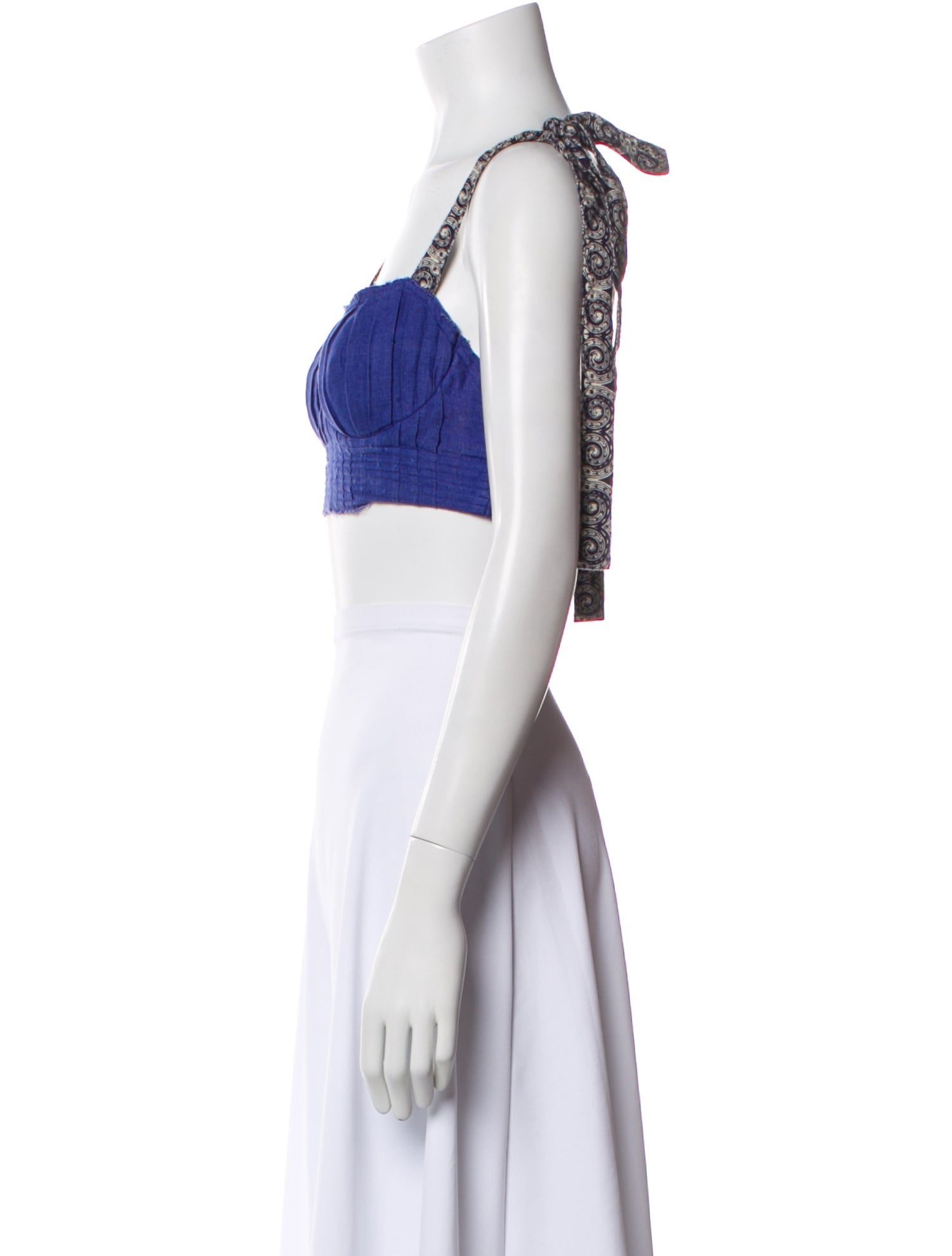 Le Sirenuse Positano Linen Square Neckline Crop Top
