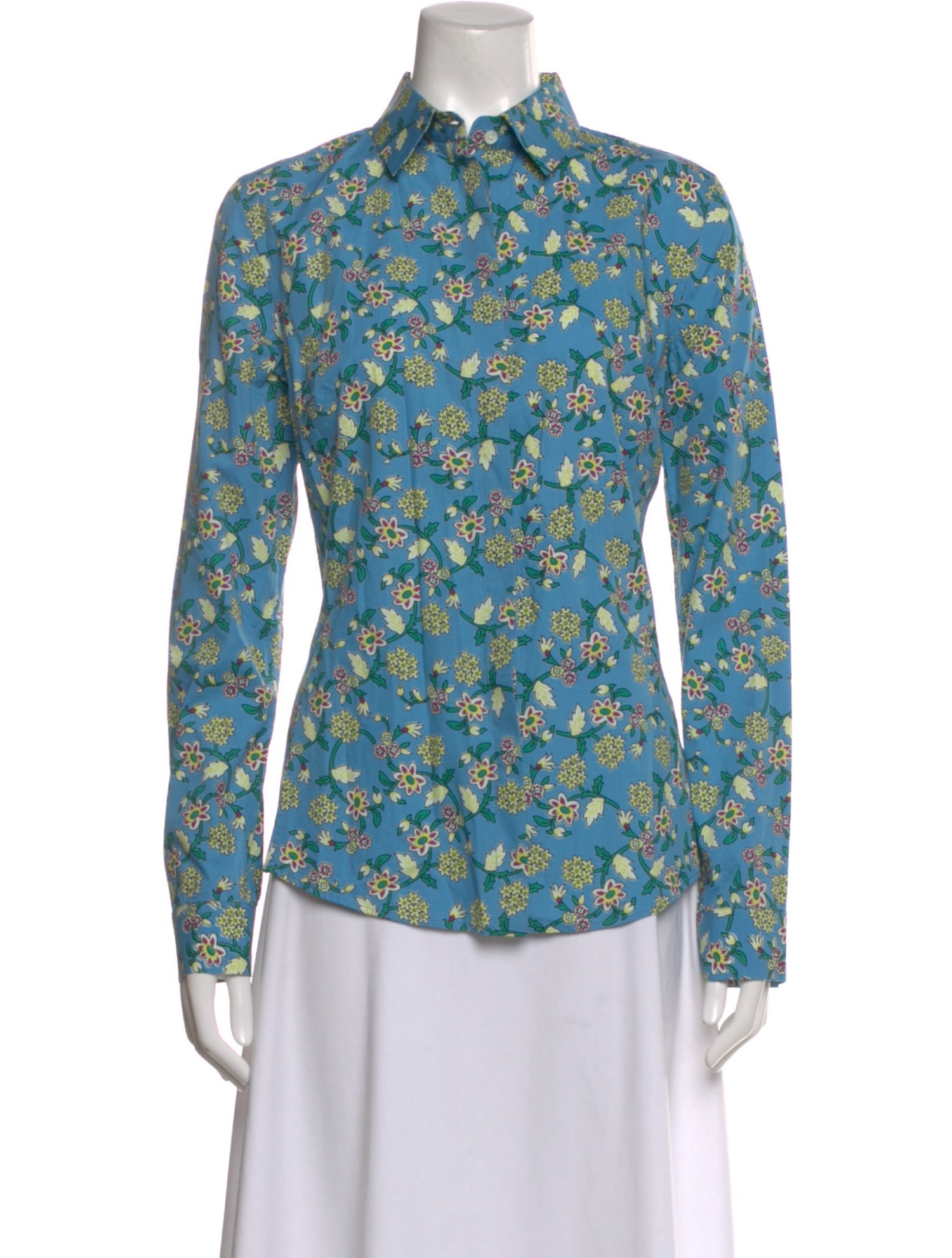 Le Sirenuse Positano Floral Print Long Sleeve Button-Up Top