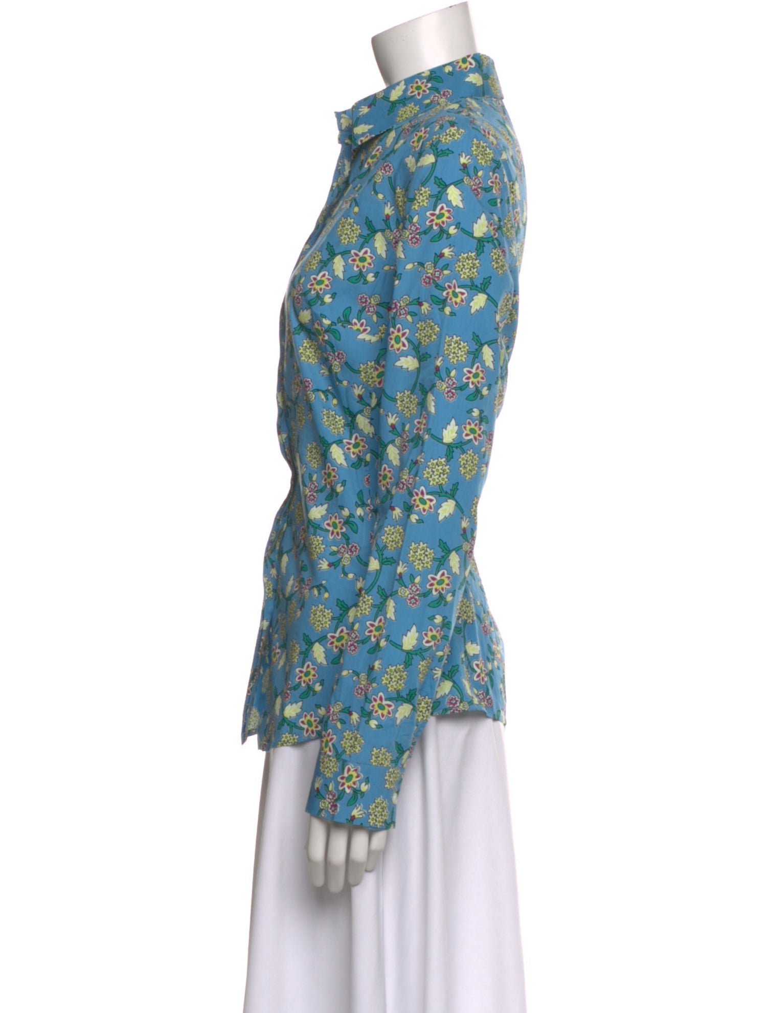 Le Sirenuse Positano Floral Print Long Sleeve Button-Up Top