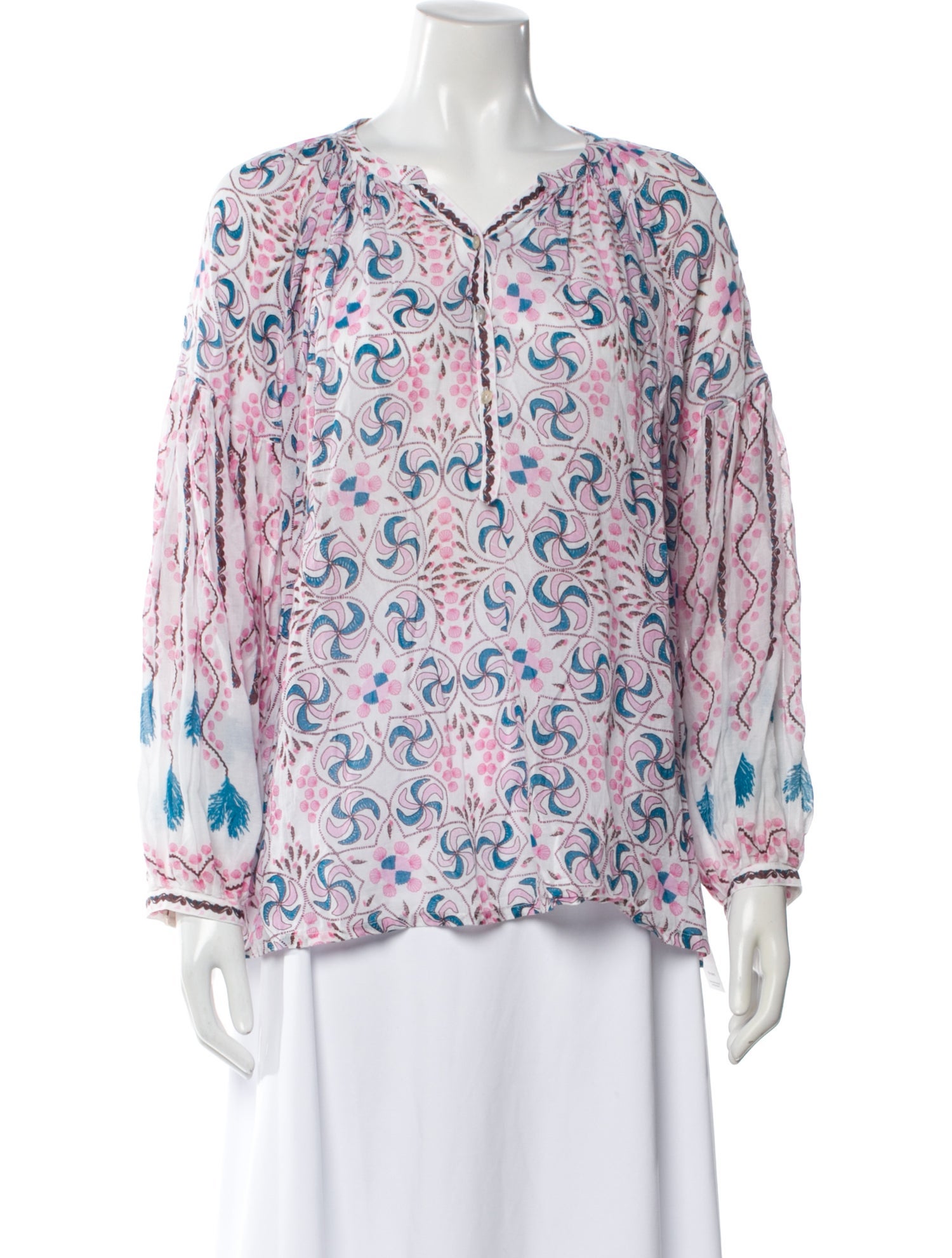 Le Sirenuse Positano Printed V-Neck Blouse