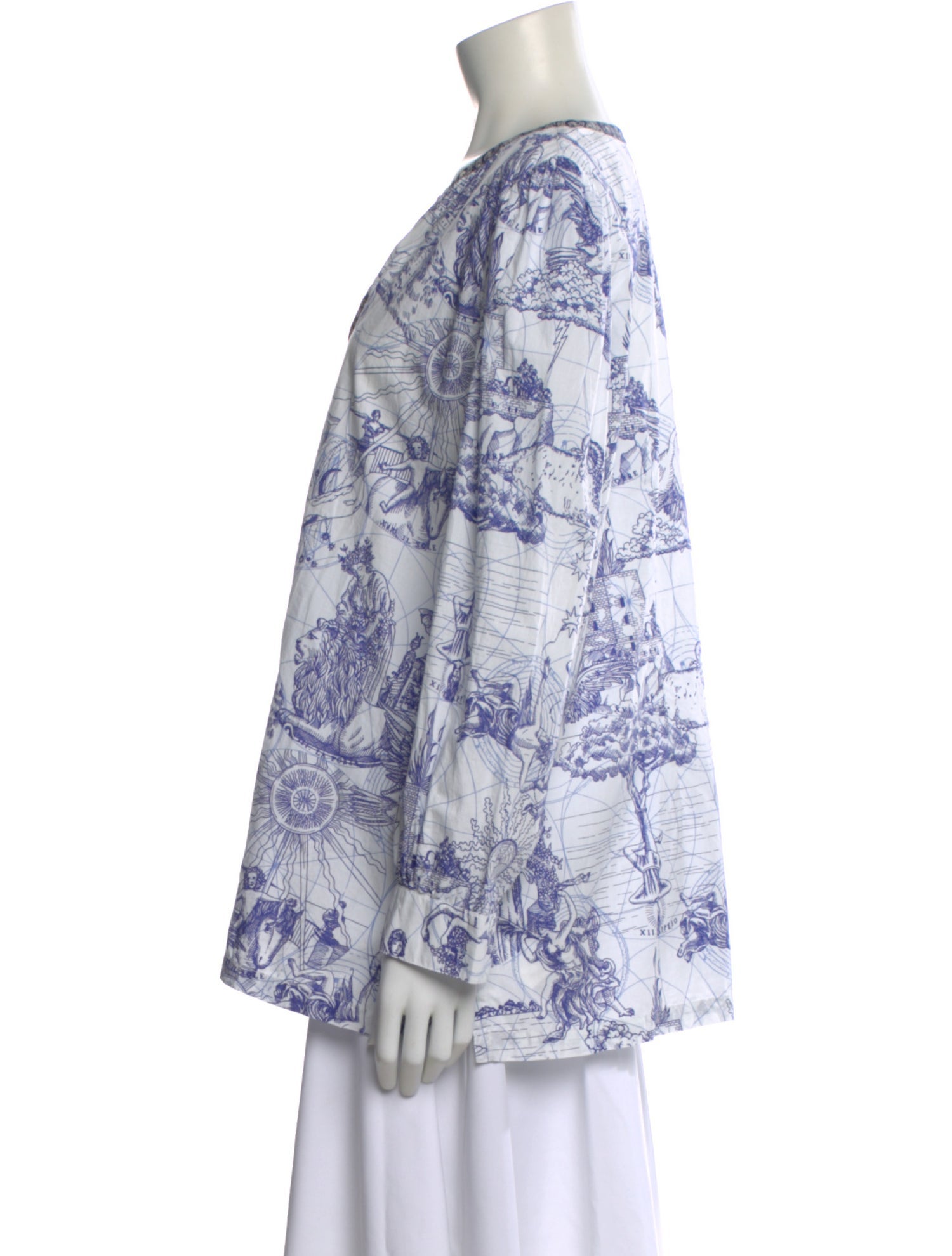 Le Sirenuse Positano Printed V-Neck Blouse