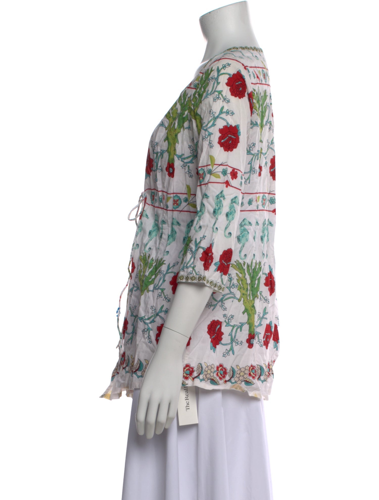 Le Sirenuse Positano Floral Print V-Neck Blouse