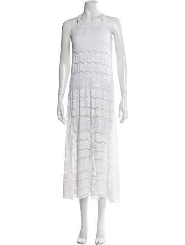 Pre-owned Letarte Lace Pattern Long Dress In White