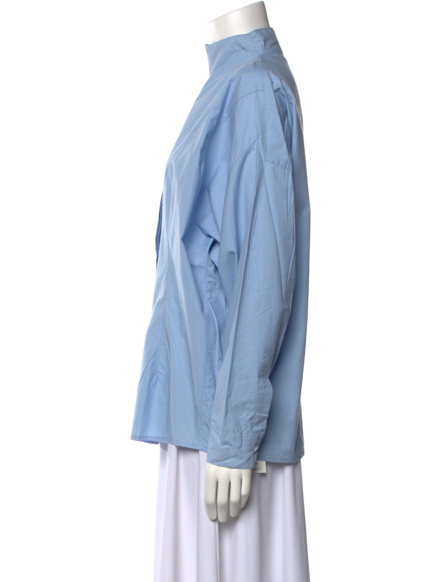 Emily Levine Milan Mock Neck Long Sleeve Button-Up Top