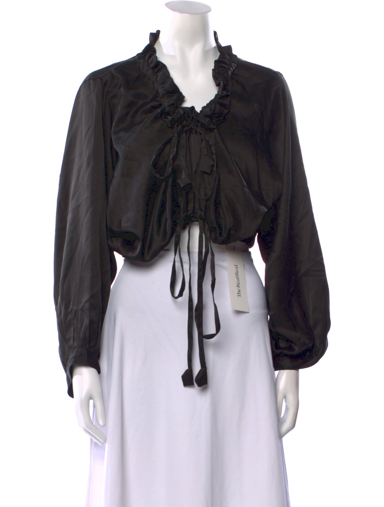 Emily Levine Milan Silk V-Neck Crop Top