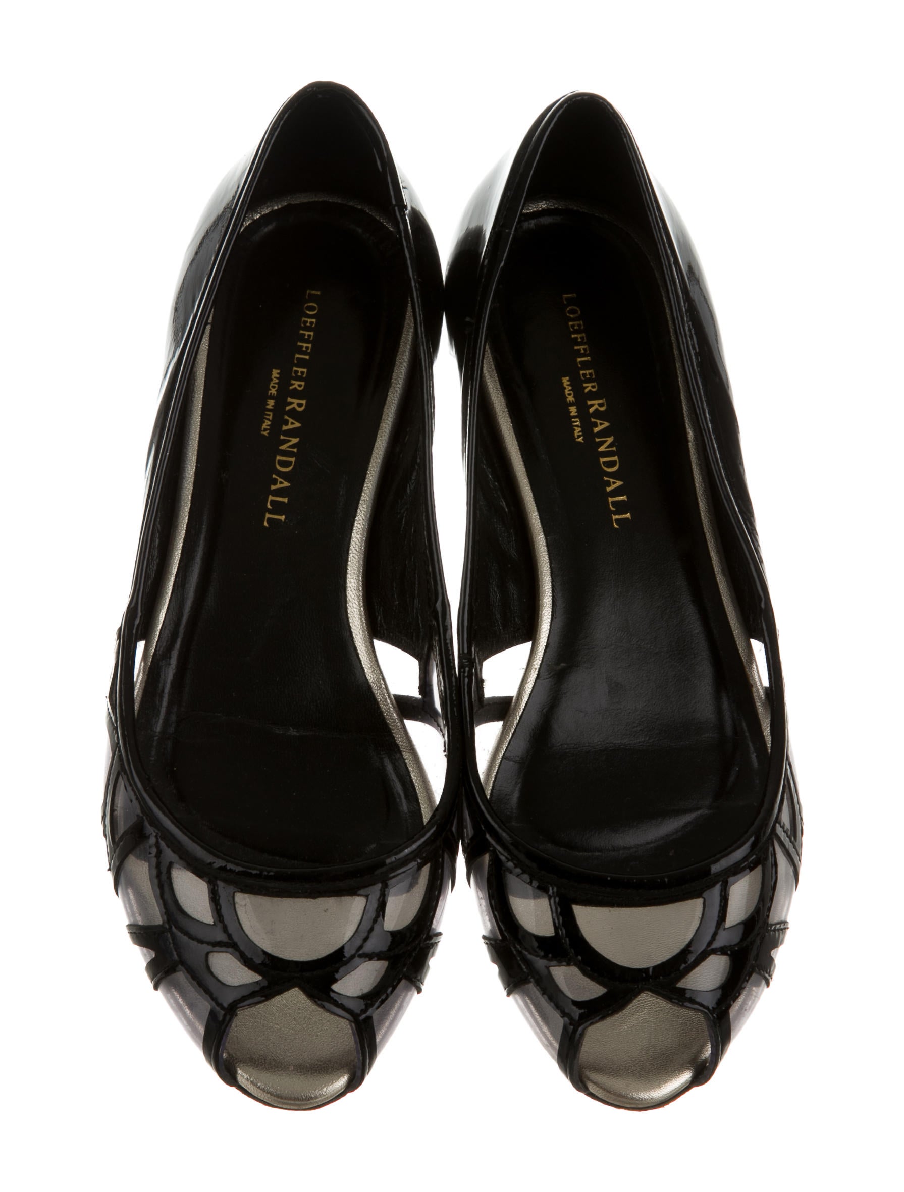Loeffler Randall Patent Leather PeepToe Flats Shoes WLF24301 The