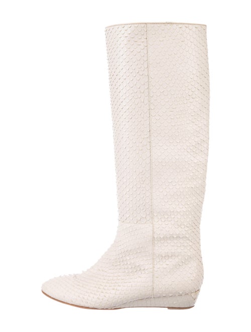 Loeffler Randall Leather Round-Toe Boots White