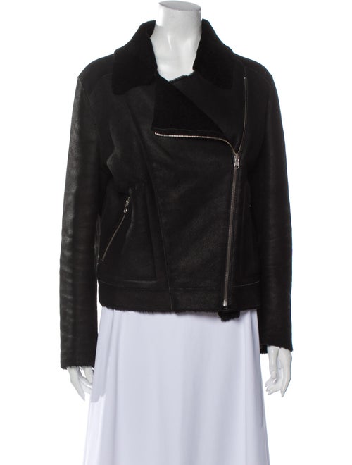 Loeffler Randall Shearling Biker Jacket Black