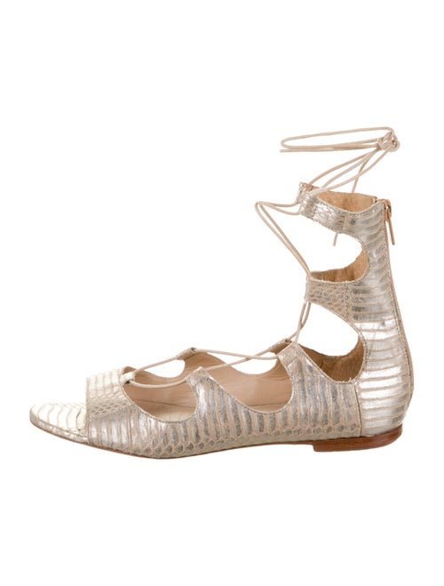 Loeffler Randall Embossed Leather Flats Metallic