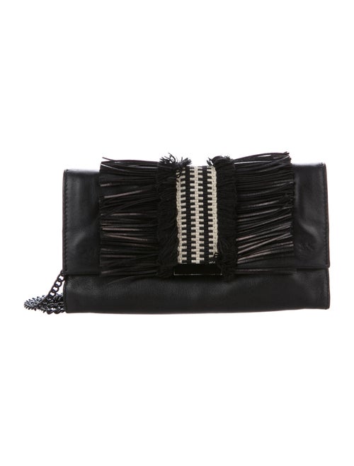 Loeffler Randall Fringe Leather Crossbody Bag Blac
