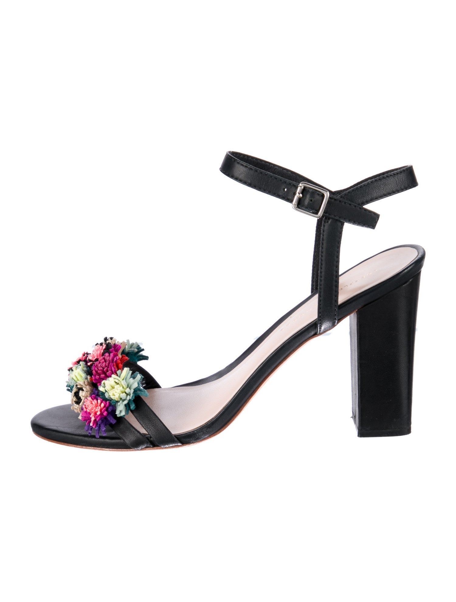 Loeffler Randall Leather Floral Print Sandals