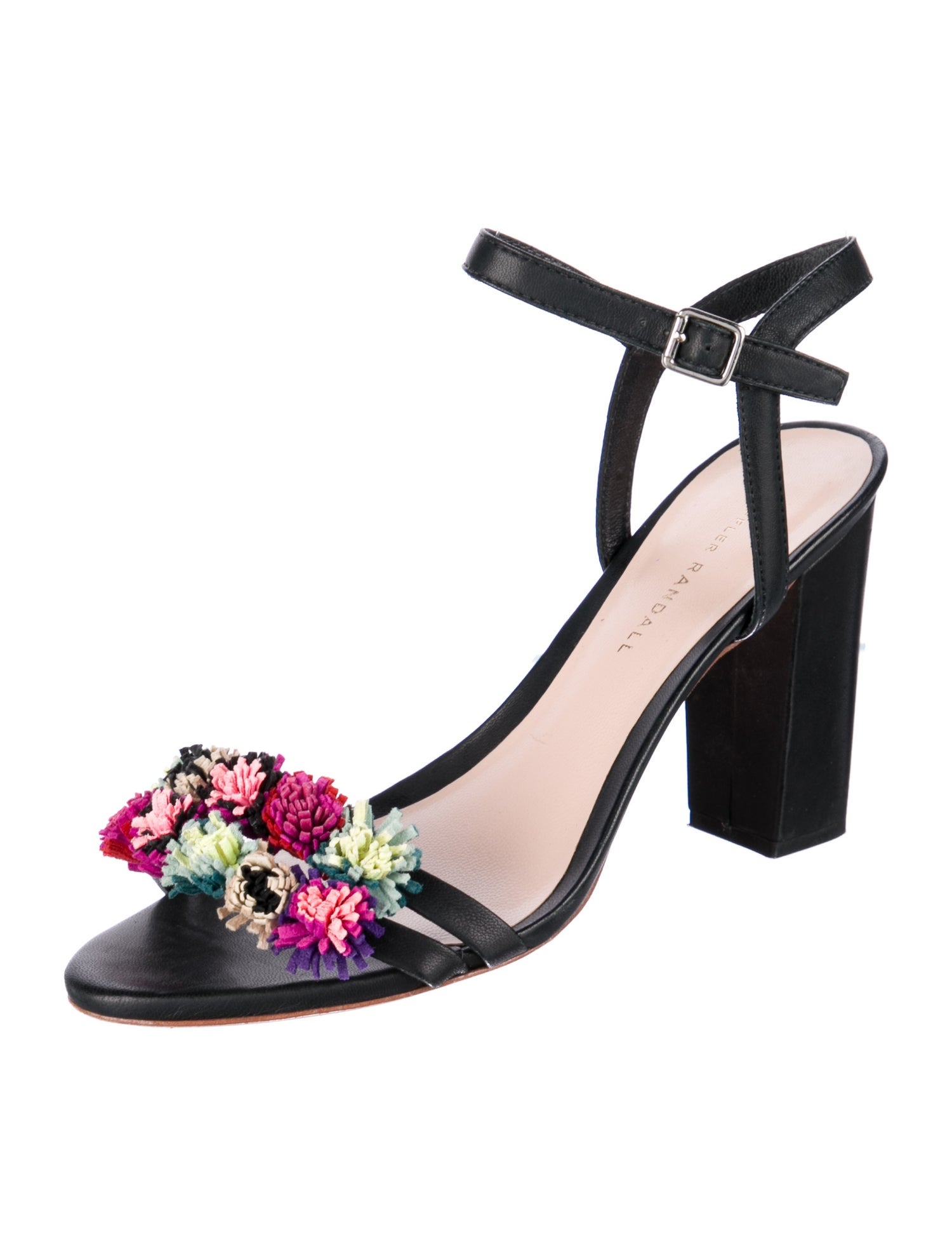 Loeffler Randall Leather Floral Print Sandals