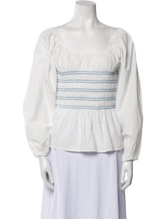 Loeffler Randall Striped Scoop Neck Blouse