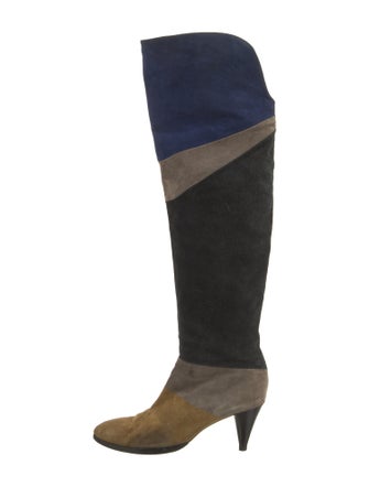 Loeffler Randall Suede Colorblock Pattern Boots