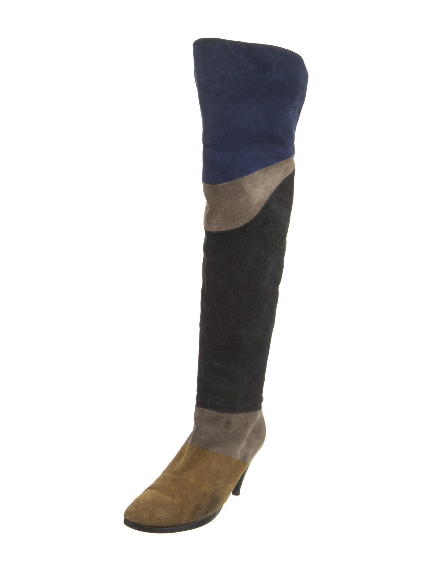 Loeffler Randall Suede Colorblock Pattern Boots