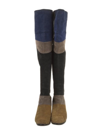 Loeffler Randall Suede Colorblock Pattern Boots