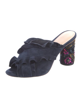 Loeffler Randall Suede Sequin Embellishments Slides