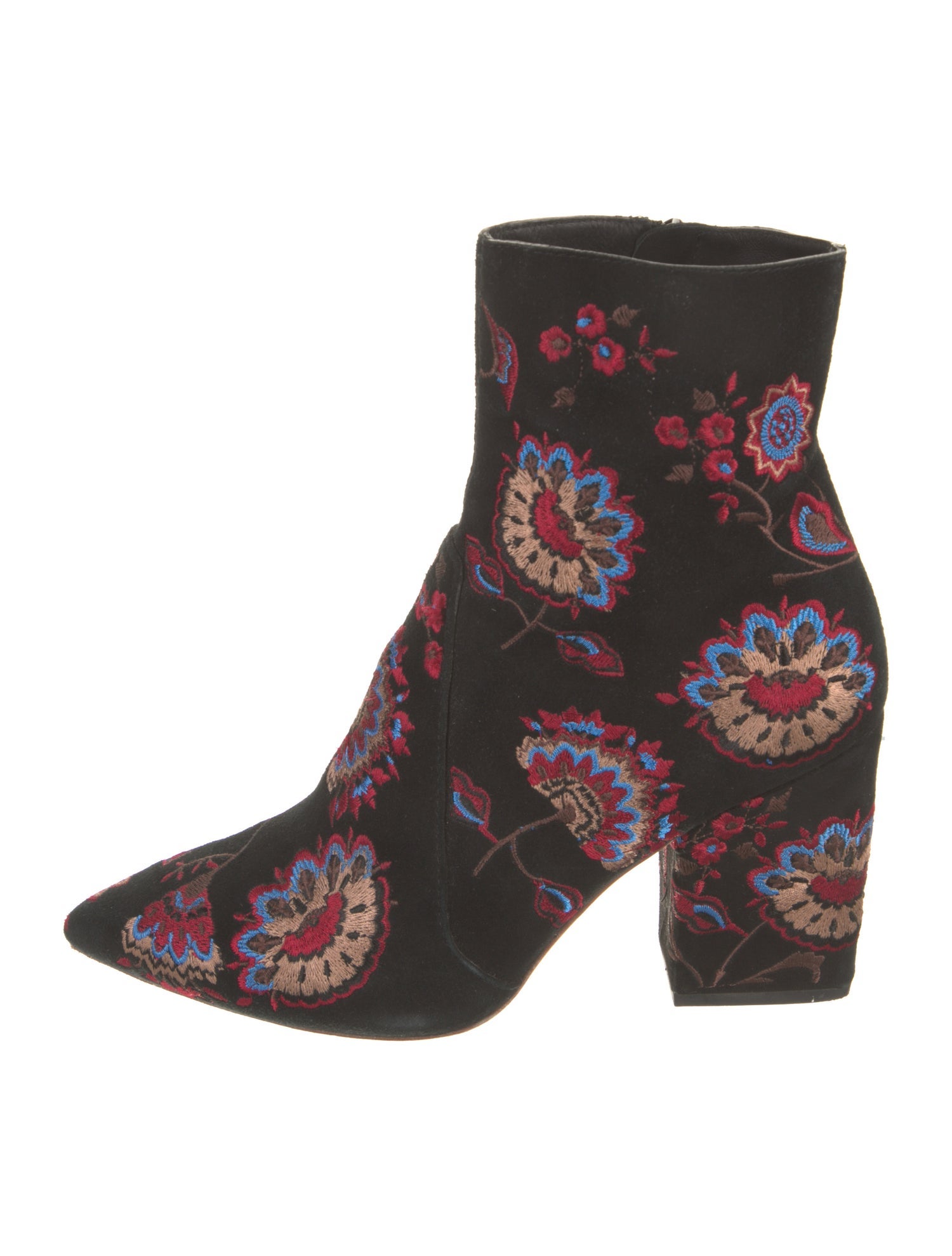 Loeffler Randall Suede Floral Print Sock Boots