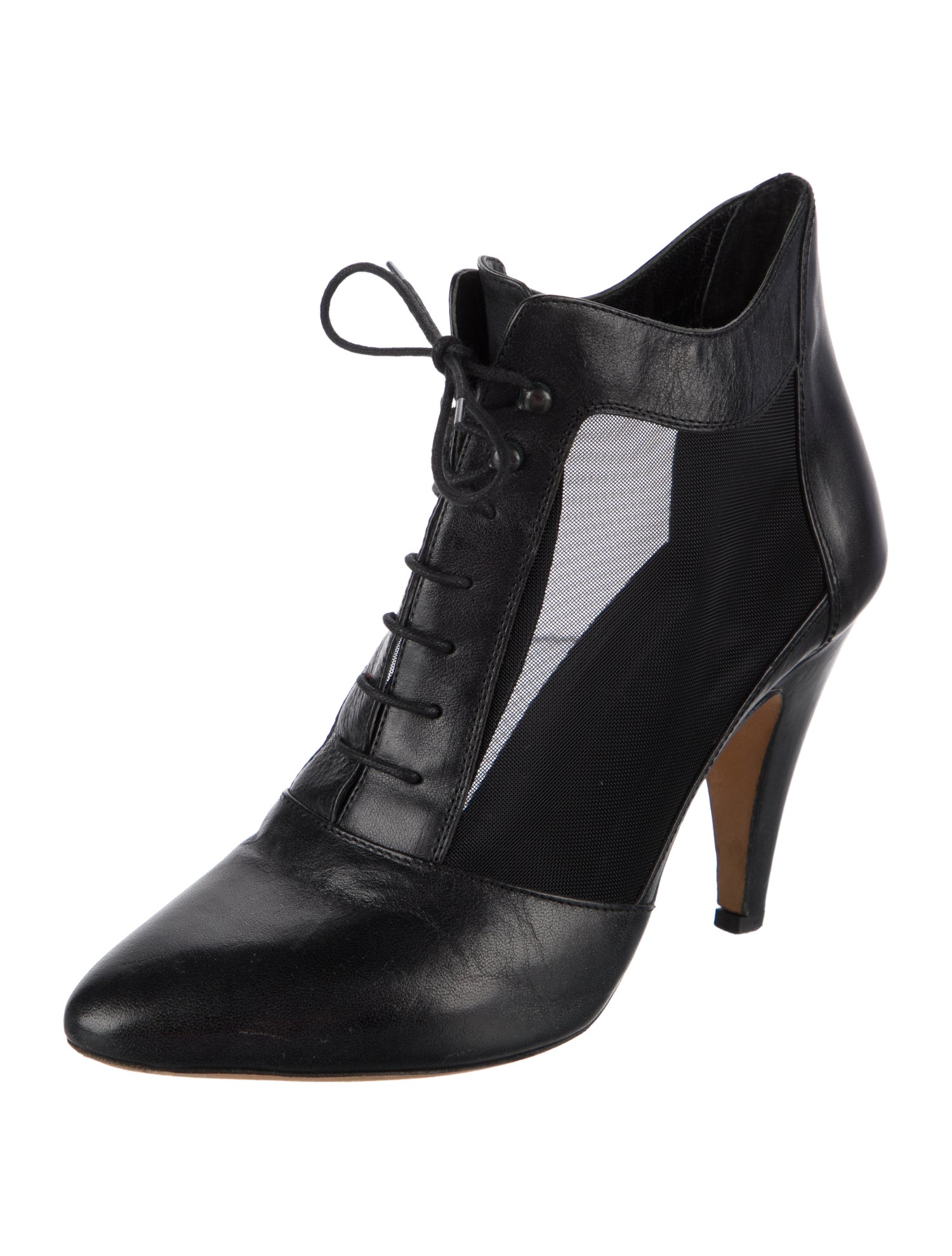 Loeffler Randall Leather Mesh Accents Lace-Up Boots