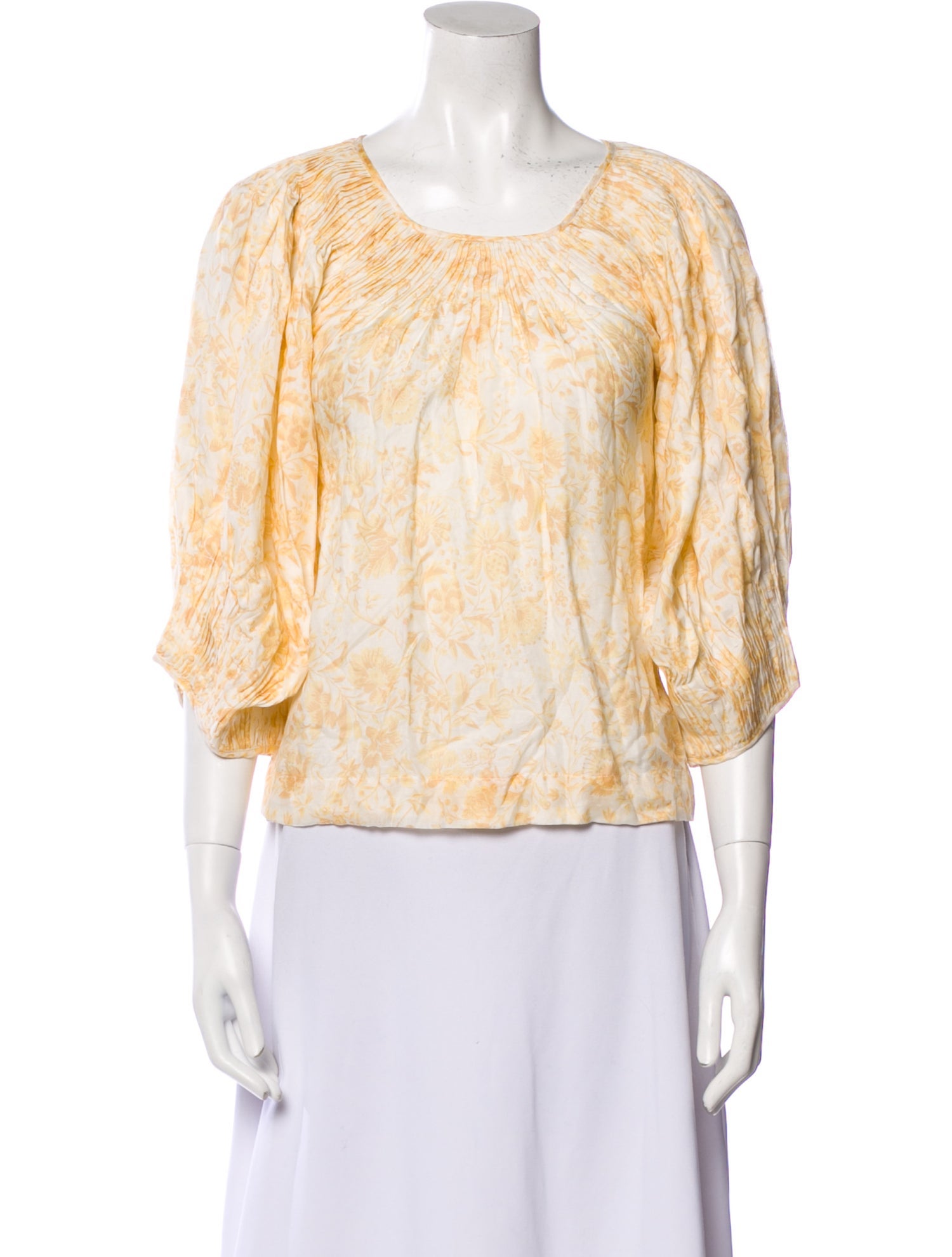 Loeffler Randall Floral Print Scoop Neck Blouse