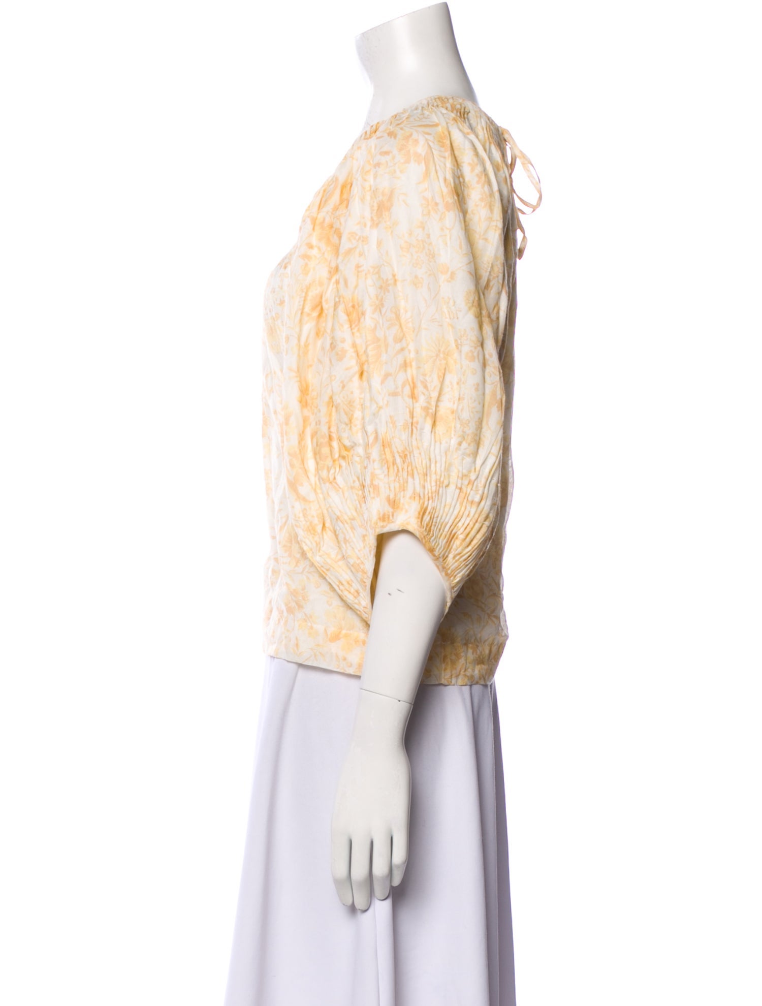 Loeffler Randall Floral Print Scoop Neck Blouse