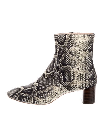 Loeffler Randall Leather Animal Print Combat Boots