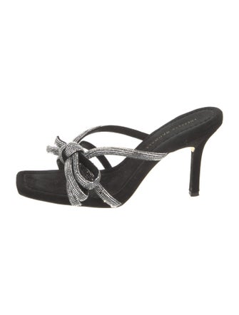 Loeffler Randall Suede Bow Accents Slides