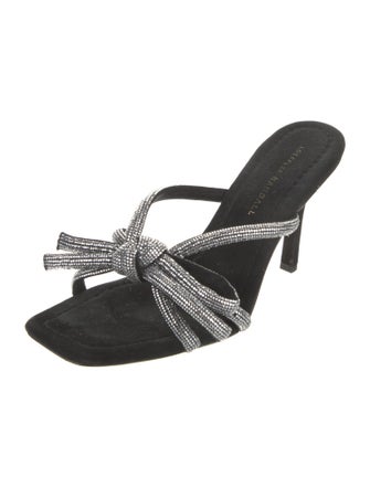 Loeffler Randall Suede Bow Accents Slides