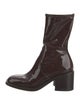 Loeffler Randall Patent Leather Whipstitch Trim Sock Boots