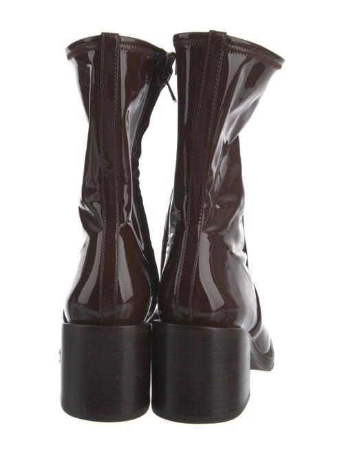 Loeffler Randall Patent Leather Whipstitch Trim Sock Boots