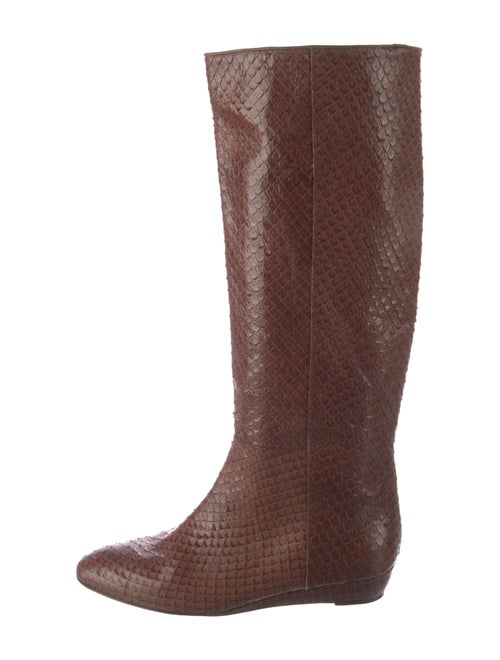 Loeffler Randall Leather Animal Print Riding Boots