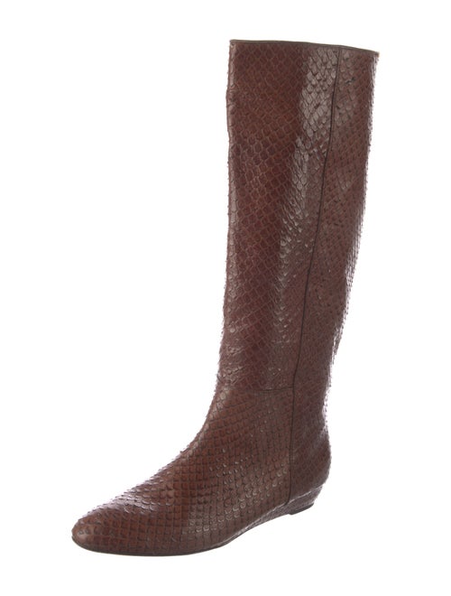 Loeffler Randall Leather Animal Print Riding Boots