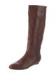 Loeffler Randall Leather Animal Print Riding Boots