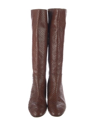 Loeffler Randall Leather Animal Print Riding Boots