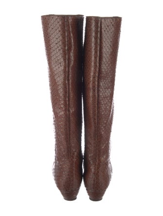Loeffler Randall Leather Animal Print Riding Boots