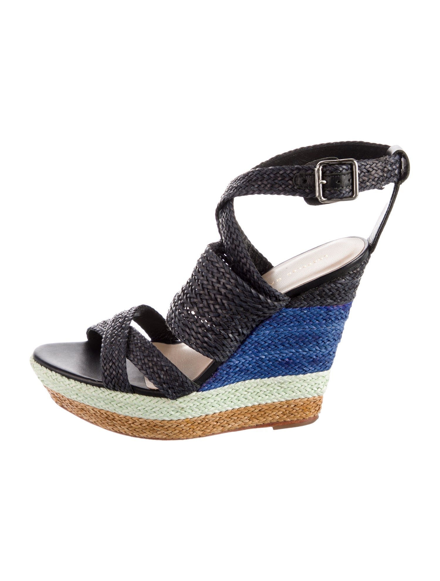 Loeffler Randall Straw Colorblock Pattern Espadrilles