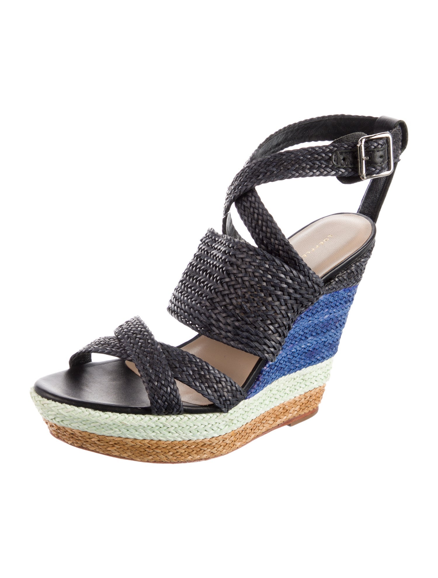 Loeffler Randall Straw Colorblock Pattern Espadrilles