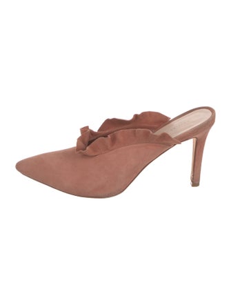 Loeffler Randall Suede Ruffle Embellishment Mules