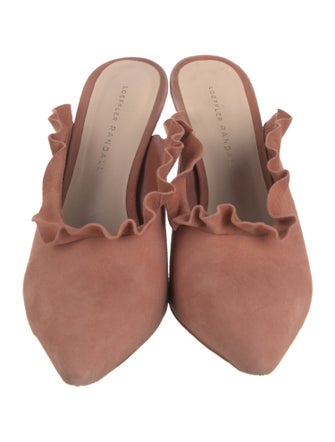 Loeffler Randall Suede Ruffle Embellishment Mules