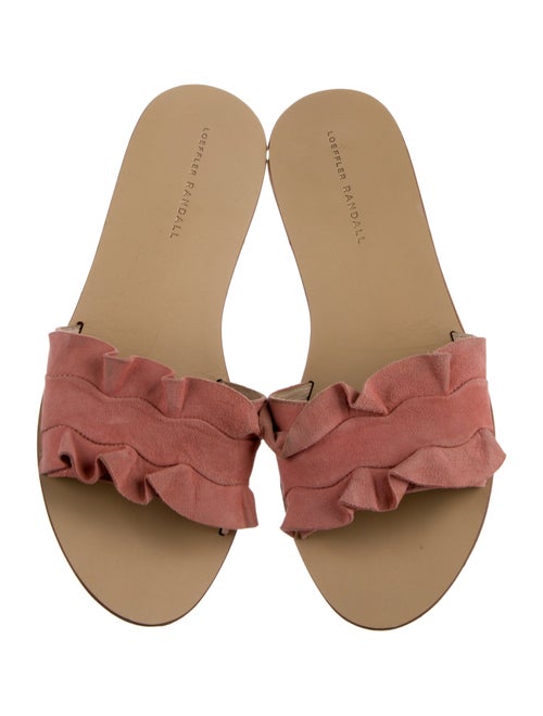Loeffler Randall Suede Ruffle Embellishment Slides
