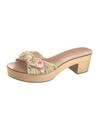 Loeffler Randall Floral Print Bow Accents Slides