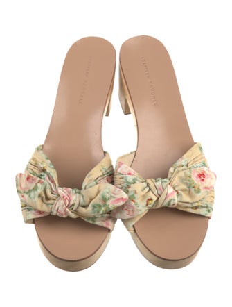 Loeffler Randall Floral Print Bow Accents Slides